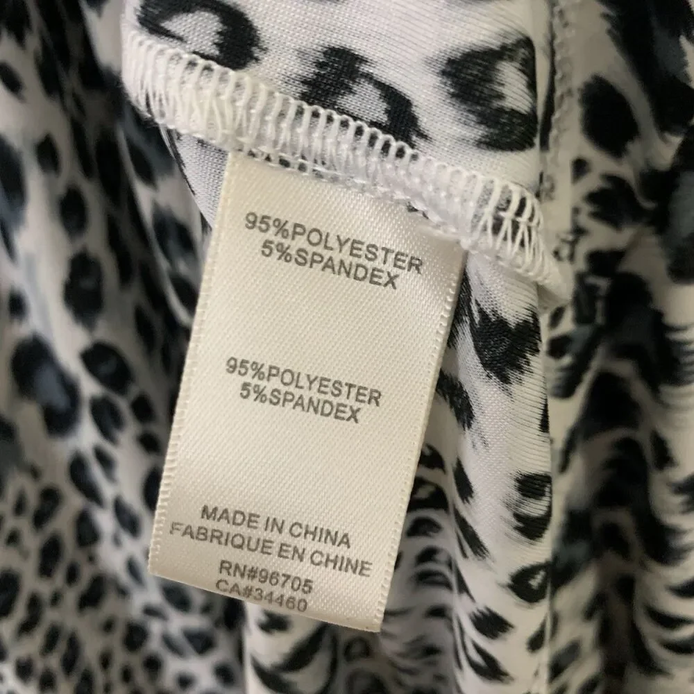 Rebecca Taylor Size M Maxi Skirt Animal Print Black White Gray Pull On Flowy